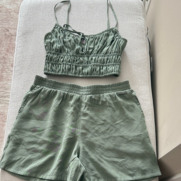 La Vie En Rose Other - La Vie En Rose Sage Green Ruched Cami and Shorts Set